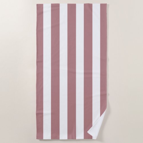 Nautical Dusty Pink  White Striped Beach Towel