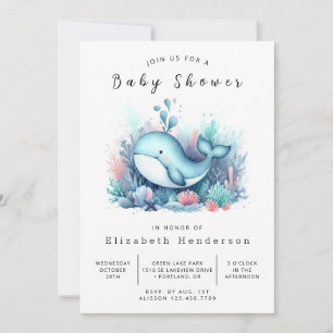 Nautical Editable Whale Baby Shower Invitation