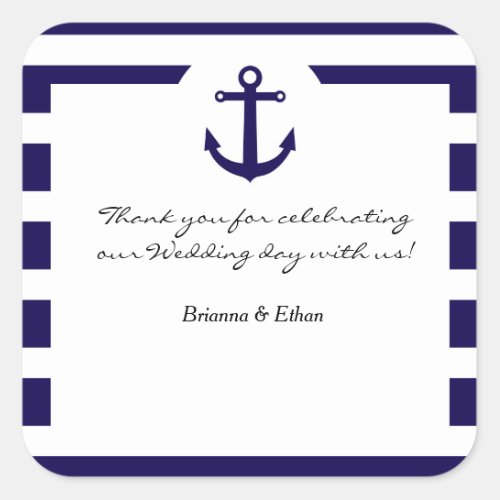 Nautical Elegant Anchor Striped Wedding Stickers