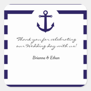 Nautical Elegant Anchor Striped Wedding Stickers