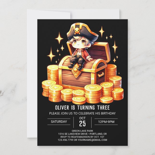 Nautical Elegant Pirate Birthday Invitation (Front)