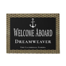 Nautical Elegant Welcome Aboard Boat Name Anchor