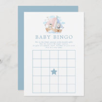 Nautical Elephant Bear Boat Baby Shower Bingo Game Invitation
