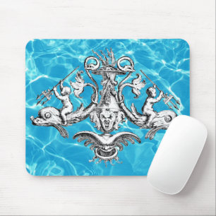 Nautical Emblem with Cherubs and Tridents Mouse Pad