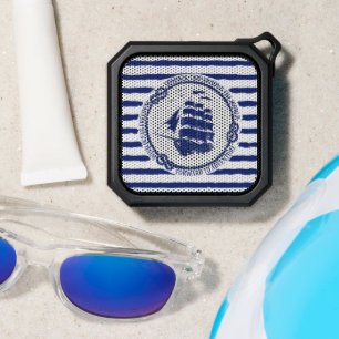 Nautical Emblem With Sailing Ship Bluetooth Speaker