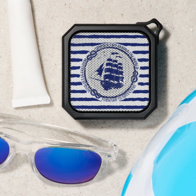 Nautical Emblem With Sailing Ship Bluetooth Speaker (Insitu(Beach))