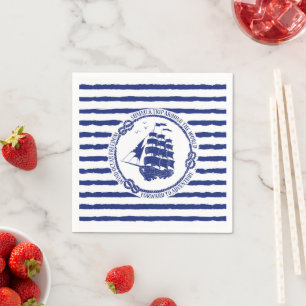 Nautical Emblem With Sailing Ship Napkins