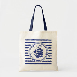 Nautical Emblem With Sailing Ship Tote Bag