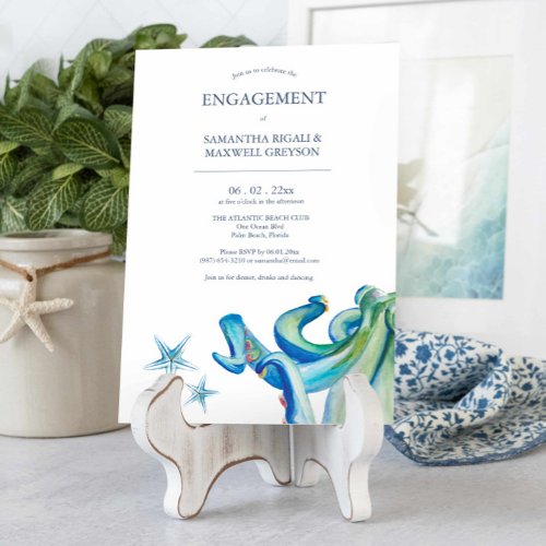 Nautical Engagement Party Invitations Blue Octopus
