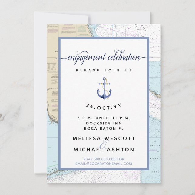 Nautical #Engagement Party | South #Florida Invitation (Front)