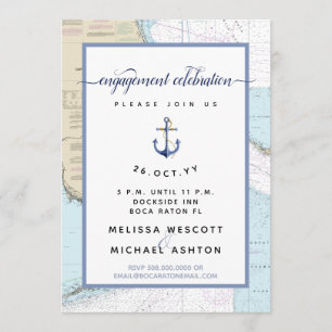 Nautical #Engagement Party South #Florida Invitation