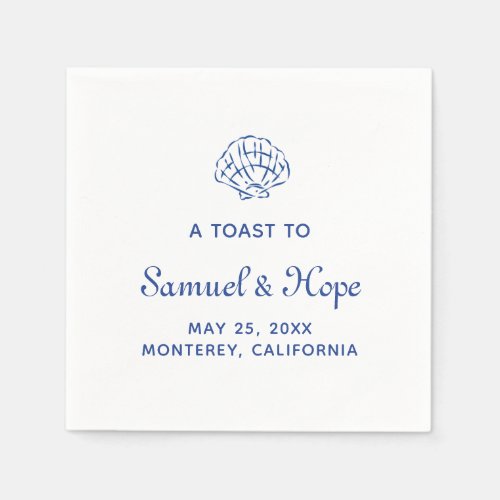 Nautical Engagement Wedding Couples Name Custom Napkins