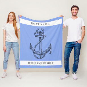 "Nautical Escape" Personalized Boat Name Anchor Fleece Blanket