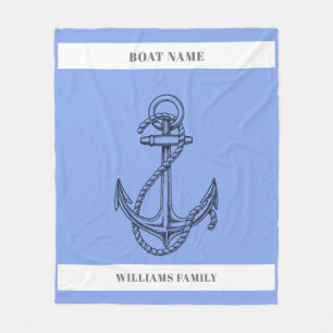 "Nautical Escape" Personalized Boat Name Anchor  Fleece Blanket