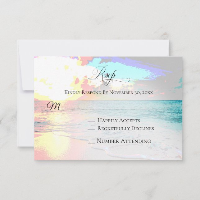 *~* Nautical Exotic Ocean - Beach Wedding RSVP Card (Front)