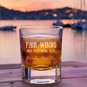 Nautical Fair Winds & Following Sea Etched Whiskey Rocks Glass