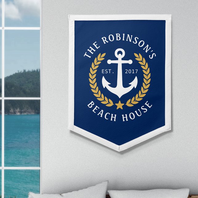 Nautical Family Beach House Anchor Laurel Star Pennant (Creator Uploaded)