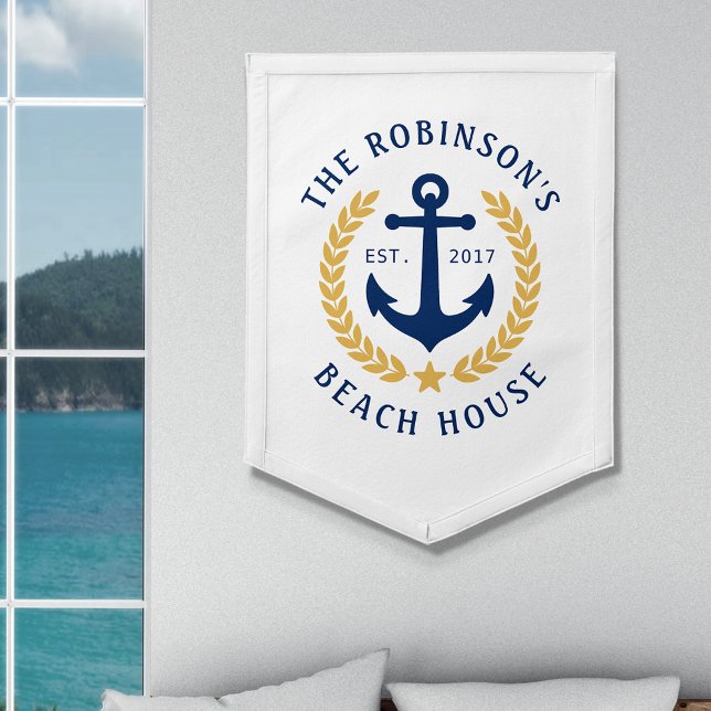 Nautical Family Beach House Anchor Laurel Star Pennant (Creator Uploaded)