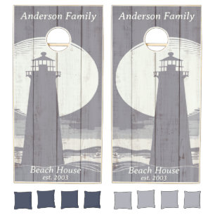 Nautical Family Beach House Cornhole Sets