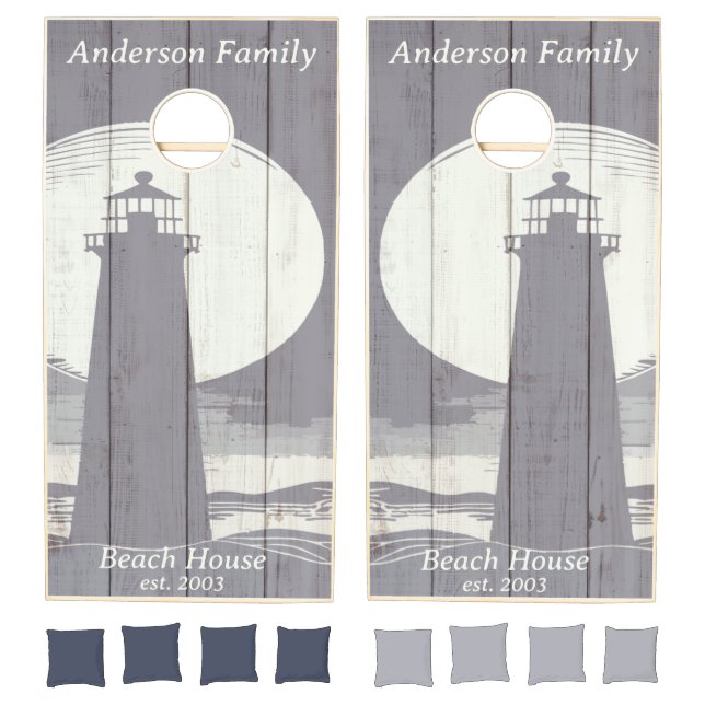 Nautical Family Beach House Cornhole Sets (Set)