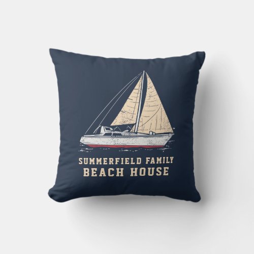 Nautical Family Beach House Custom Boating Outdoor Pillow