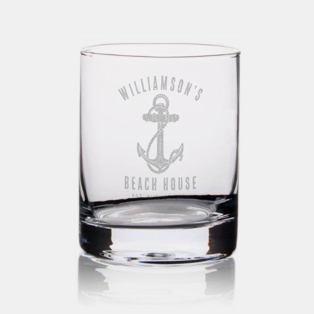 Nautical Family Beach House Reunion Custom Rocks Glass (Glassware)
