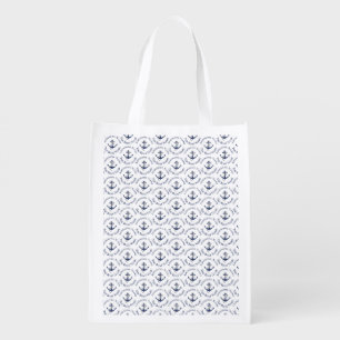 Nautical Family Boat Name Navy Anchor Grocery Bag