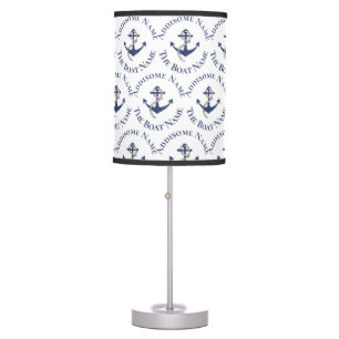 Nautical Family Boat Name Navy Anchor Table Lamp
