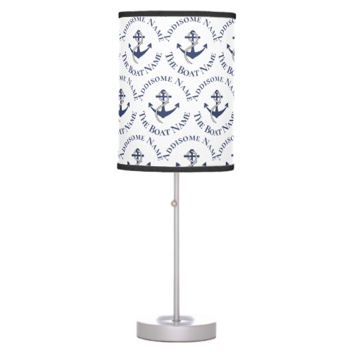 Nautical Family Boat Name Navy Anchor  Table Lamp
