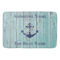 Nautical Family Boat Name Navy Anchor  Table Lamp Bath Mat