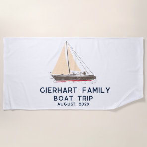 Nautical Family Boat Trip Sailing Custom Beach Towel