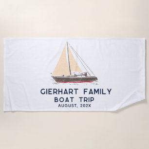 Nautical Family Boat Trip Sailing Custom Beach Towel