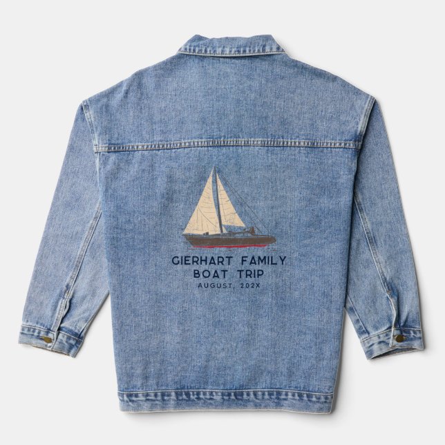 Nautical Family Boat Trip Sailing Matching Custom Denim Jacket (Back)
