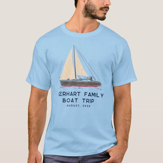 Nautical Family Boat Trip Sailing Personalized T-Shirt (Front)