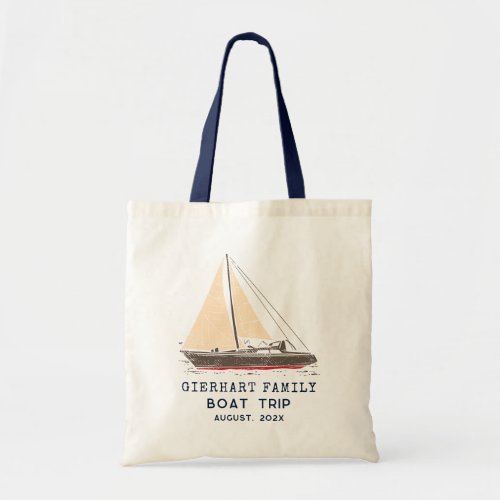 Nautical Family Boat Trip Sailing Personalized Tote Bag