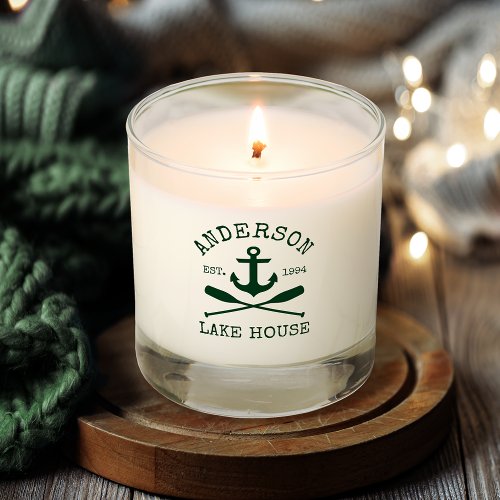 Nautical Family Lake House Green Anchor Oars Scented Candle