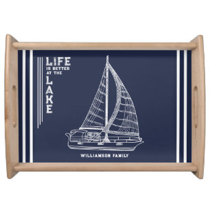 Nautical Family Lake House Kitchen Navy Blue Serving Tray