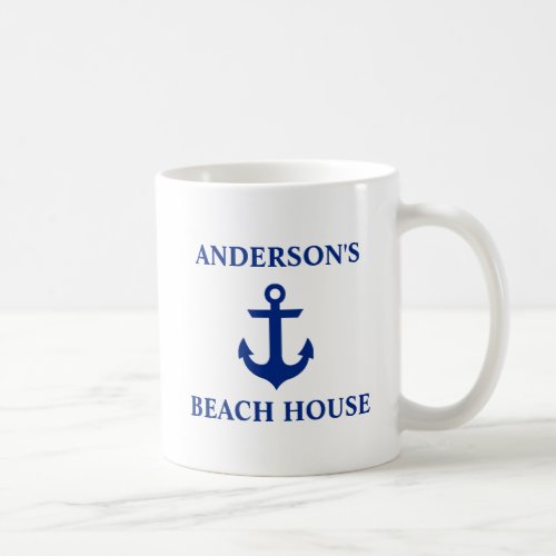 Nautical Family Name Beach House Anchor Coffee Mug