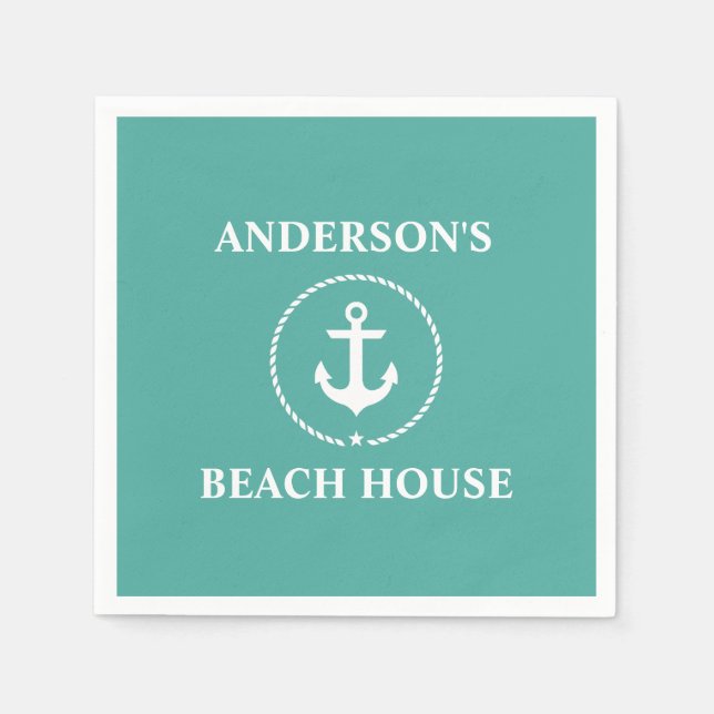 Nautical Family Name Beach House Napkins (Front)
