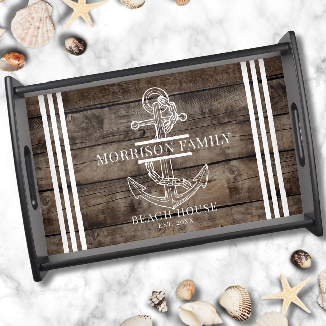 Nautical Family Name Serving Tray (Beach House Family Name Serving Tray )