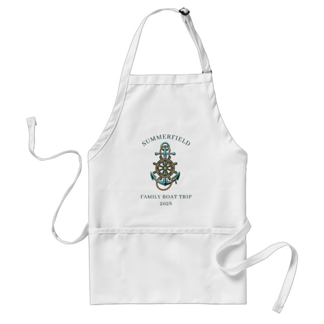 Nautical Family Reunion Boat Trip Custom Adult Apron (Front)