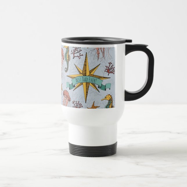 Nautical Father's Day Ocean Life Photo & Text Travel Mug (Right)