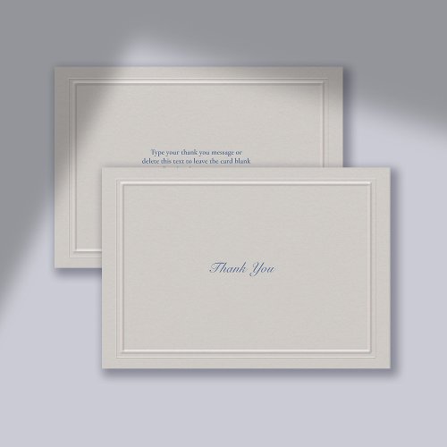 Nautical Faux Embossed Blue Modern Classic Wedding Thank You Card