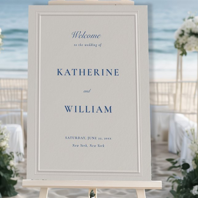 Nautical Faux Embossed Classic Wedding Welcome Foam Board (wedding welcome board traditional classic formal faux embossed nautical double frame)