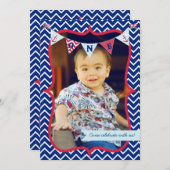 Nautical First Birthday Boy Photo Party Invitation (Front/Back)