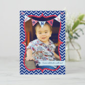 Nautical First Birthday Boy Photo Party Invitation (Standing Front)