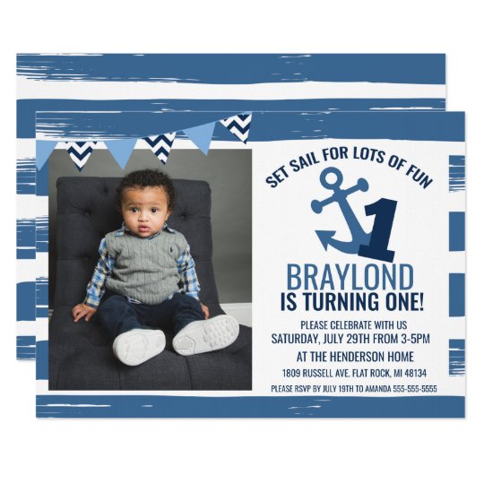 nautical first birthday invitation
