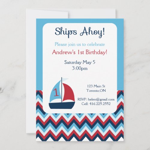 Nautical First Birthday Invitation