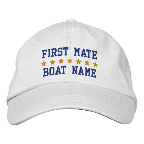Nautical First Mate Your Boat Name White Cap