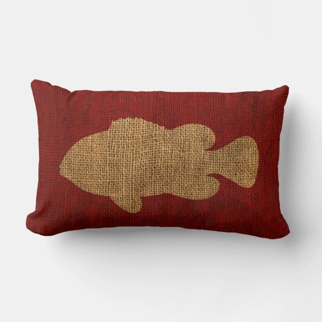 Nautical Fish in Rustic Red Lumbar Pillow (Front)